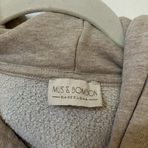 Mus & Bombon Hoodie Womens L Cropped We Are Natural Tan Pullover Organic Cotton - Picture 3 of 8